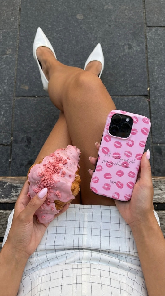 iPhone case with decorative pattern in pink – If I'm too much, find less iPhone MagSafe