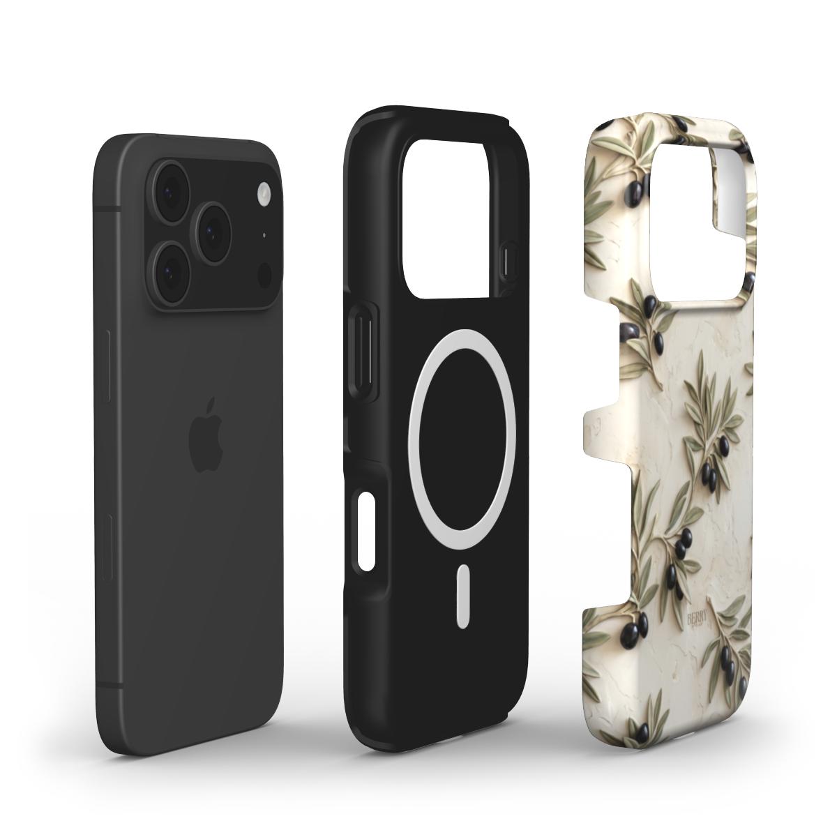 Olive iPhone MagSafe mobilcover med dekorativt mønster
