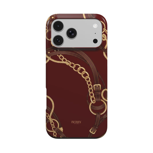 iPhone-hoesje met decoratief ontwerp kleur: bordeauxrood – Burgundy Equestrian