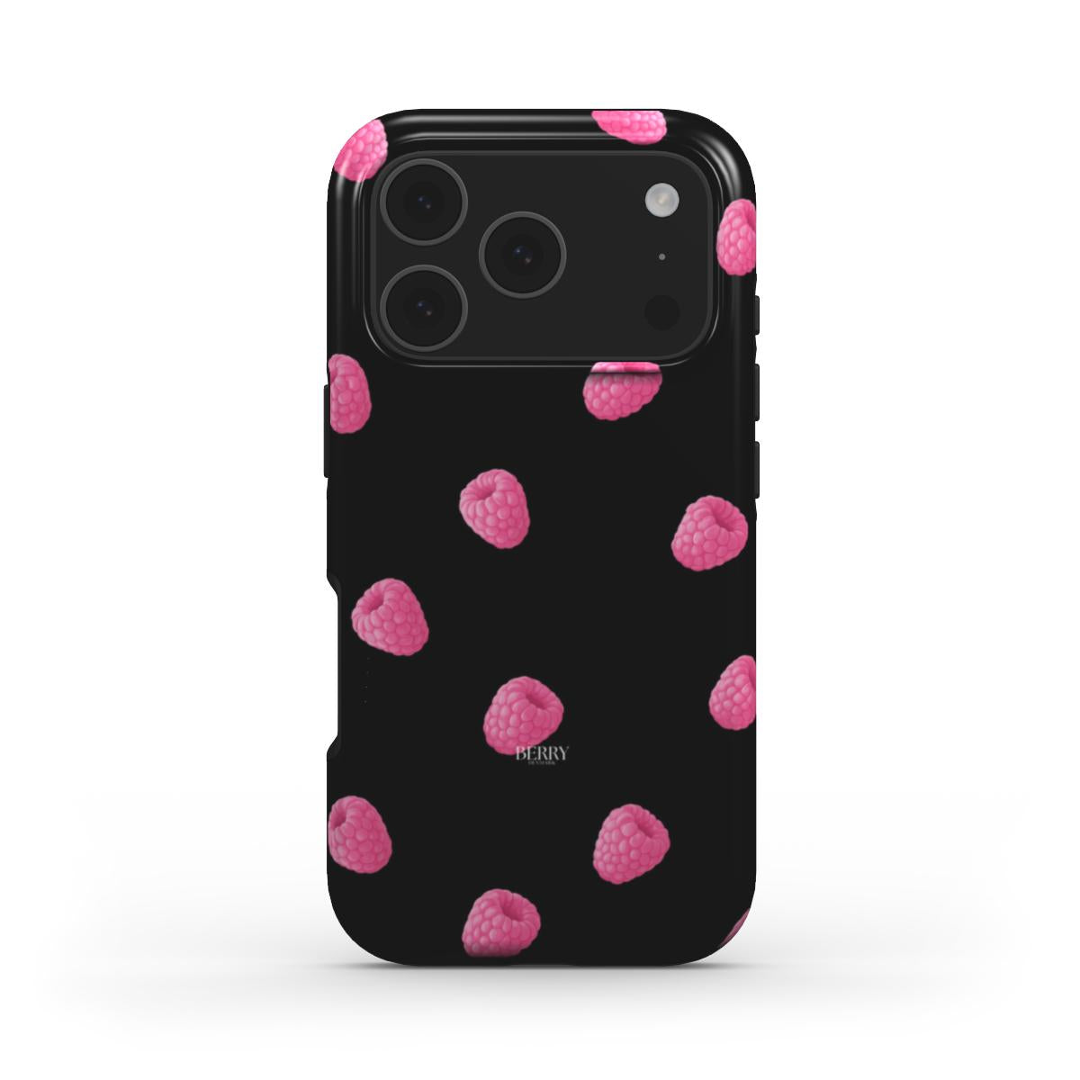 Lyserødt iPhone-cover med stilrent design, designet Raspberry Kisses Midnight