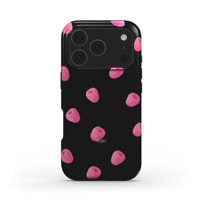 Lyserødt iPhone-cover med stilrent design, designet Raspberry Kisses Midnight