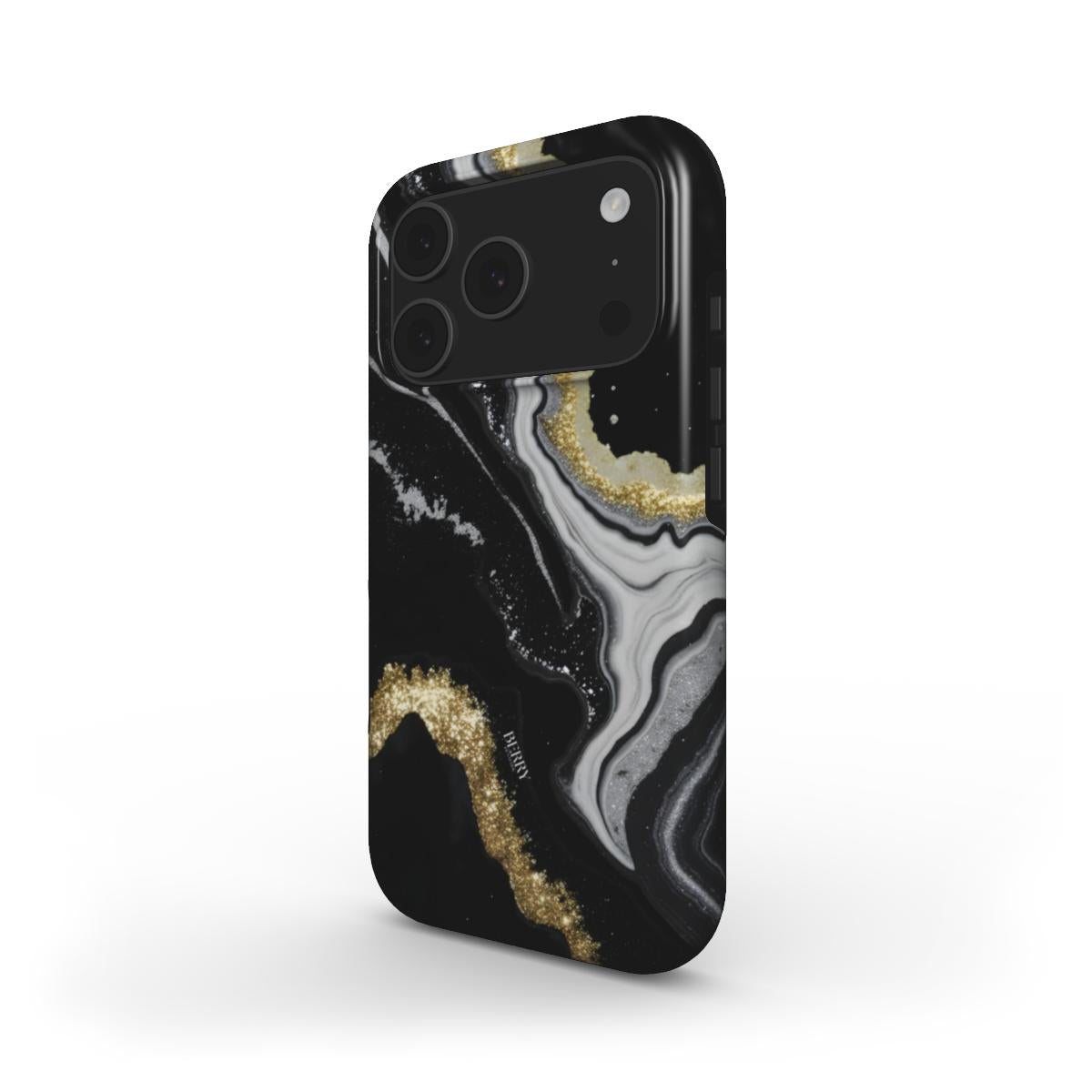 Sort iPhone-cover med glamourøst design – Midnight Gold iPhone MagSafe
