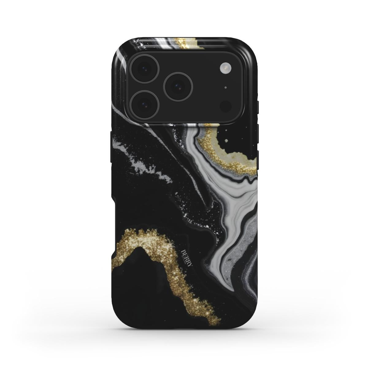 Sort iPhone-cover med glamourøst design – Midnight Gold iPhone MagSafe