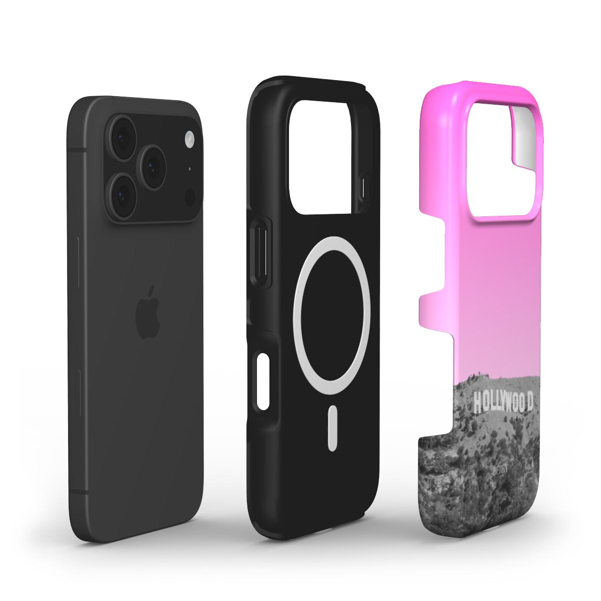 iPhone-skal med trälook färg: rosa – Hollywood iPhone MagSafe