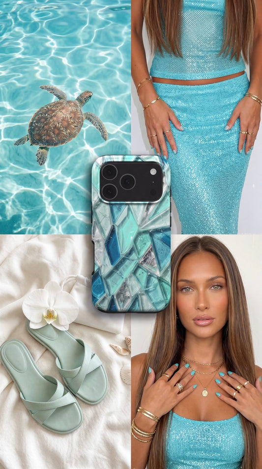 iPhone-hoesje met decoratief patroon kleur: blauw – Mykonos