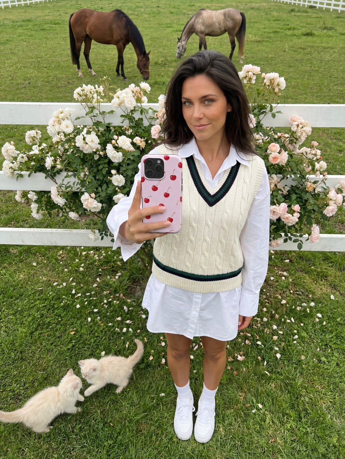 Custodia per iPhone con motivo di ciliegie colore: rosa antico – Cherry Kisses Rose