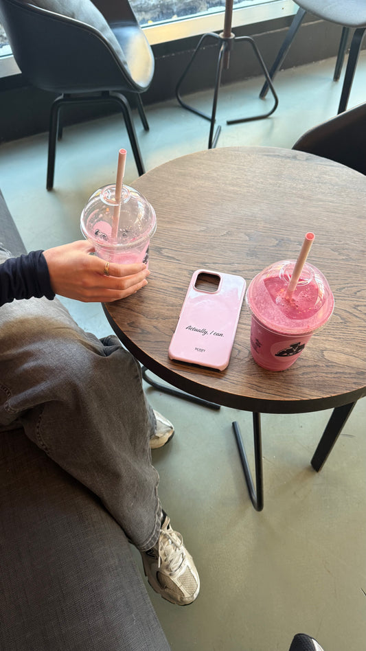 iPhone case with rose motif in rose pink – Actually, I Can Rose