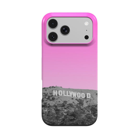 Lyserødt iPhone-cover med træmønster – Hollywood