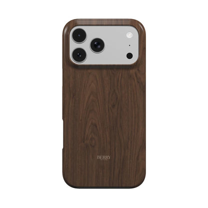 iPhone case with wood grain pattern in brown – Walnut iPhone MagSafe