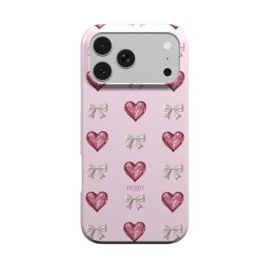 Θήκη iPhone με μοτίβο καρδιάς χρώμα: ροζ – Glass Hearts